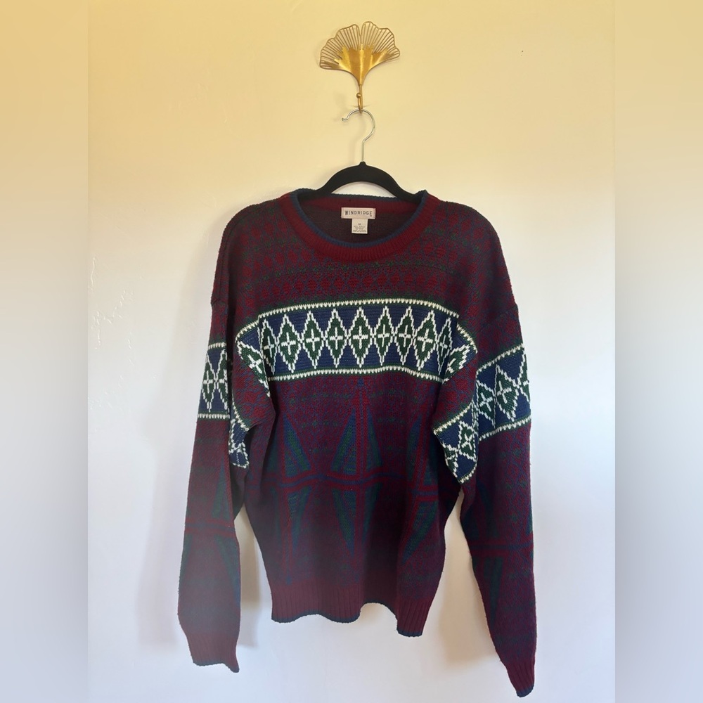 Vintage Windridge Geometric Nordic Sweater – Made in Korea – M (Oversized)